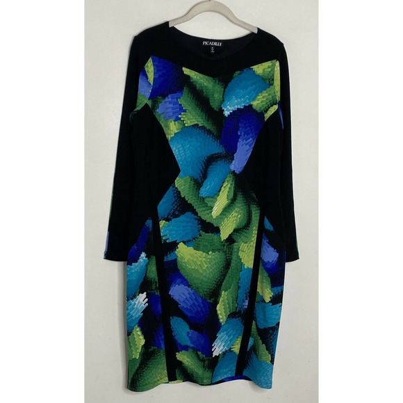 PICADILLY Women’s Multicolor TieDye Long Sleeve Knit Sheath Dress Size M E5 - Picture 2 of 5